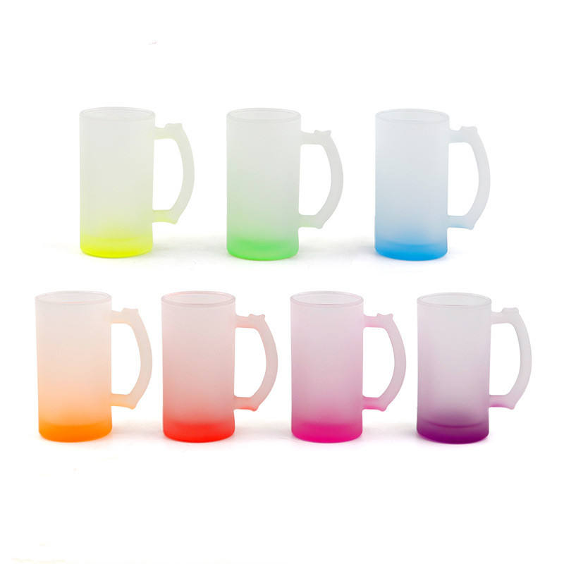 Sublimation Blanks 16oz Glass Beer Cup With Colored Bottom Glass Beer Mug