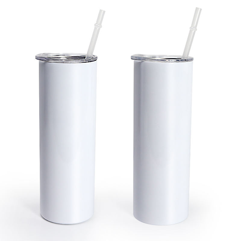 20oz Stainless Steel Right Angle White Blank Sublimation Straight Tumbler With Flat bottom