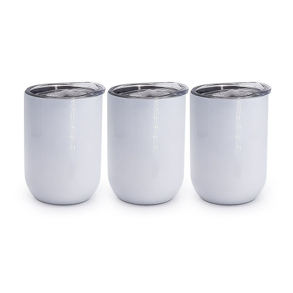 Wholesale Stainlesssteel White 12oz Straight Powder Coated egg Sublimation Colored Wine Tumblers Blanks