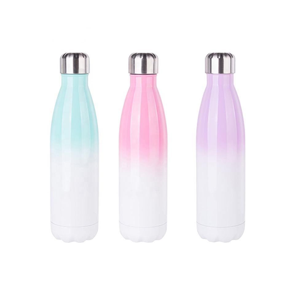 Personalized Sublimation Gradient Color 17oz 500ml Stainless Steel Cola Shaped Bottle