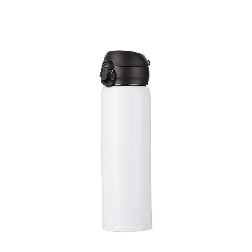 Collapsible 500ml 17oz White Pop Lid Stainless Steel Travel Sports Water Bottle