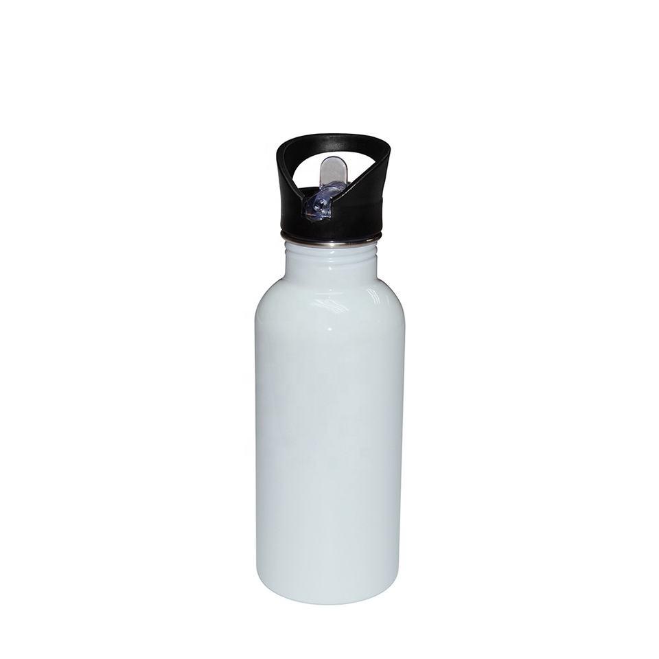 500ML Sublimation Stainless Steel Sports Water Bottle with Straw Top White Sublimation Blanks