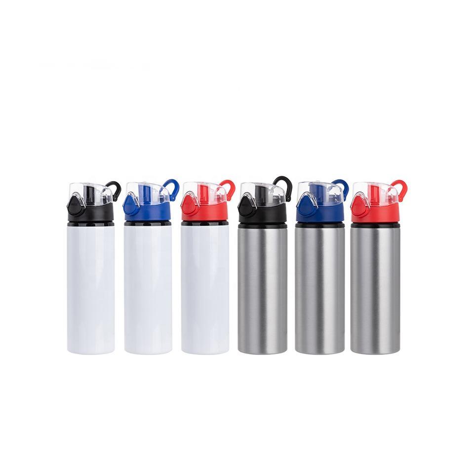 Sublimation Custom  White Aluminum Sports Collapsible Running Water Bottle Cup with Cap