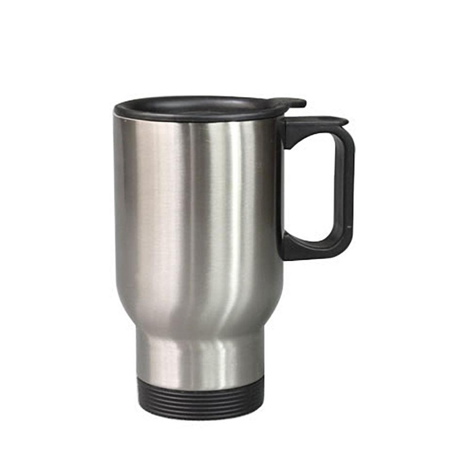 Silver Custom Printed Water Coffee Travel Blanks Coated Stainless Steel Mug With Handgrip