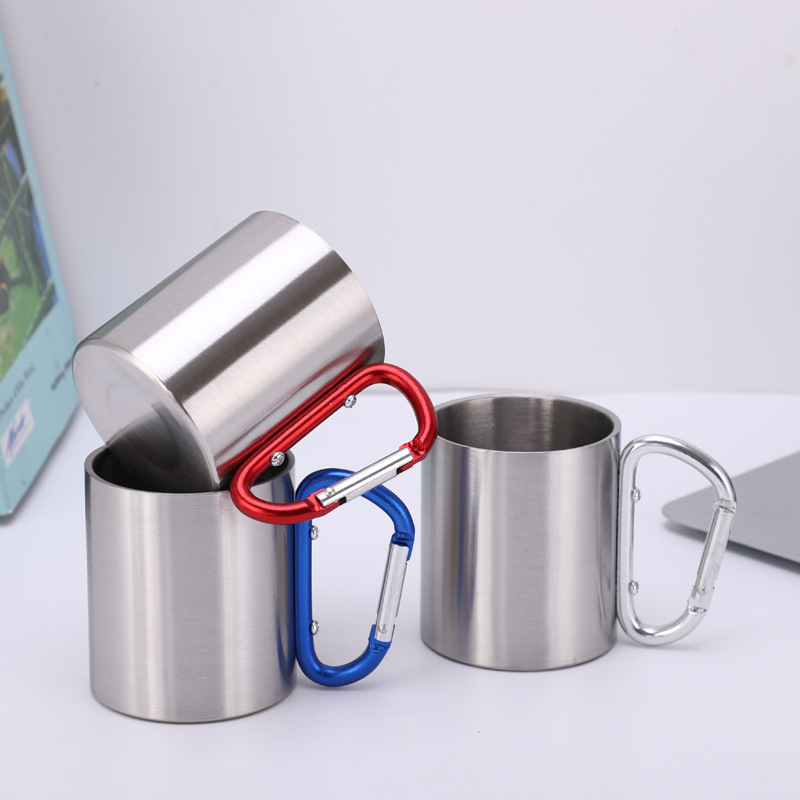 220ML  Stainless Steel Double -layer Mountaineering Cup Outdoor Double -layer Metal Water Cup Climbing Cup coffee cup